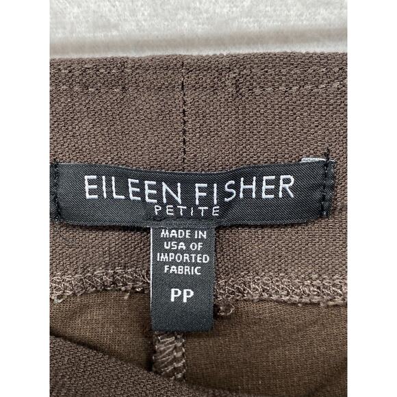 EILEEN FISHER Pants PP Washable Stretch Crepe Slim Crop Elastic Waist Brown USA - Picture 5 of 9